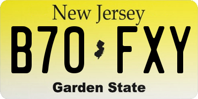 NJ license plate B70FXY