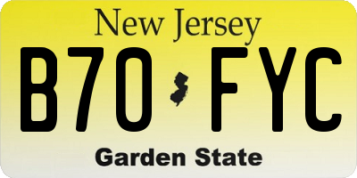 NJ license plate B70FYC