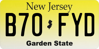 NJ license plate B70FYD
