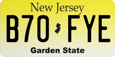 NJ license plate B70FYE