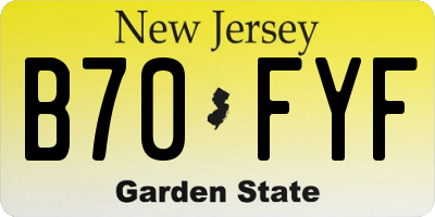 NJ license plate B70FYF