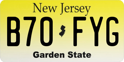 NJ license plate B70FYG