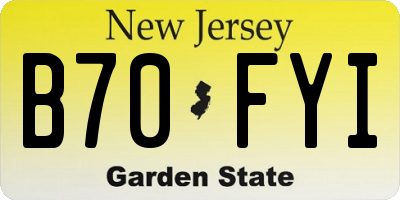 NJ license plate B70FYI