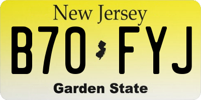NJ license plate B70FYJ