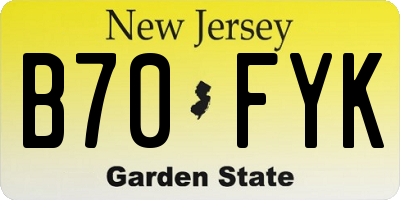 NJ license plate B70FYK