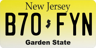NJ license plate B70FYN