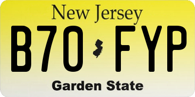 NJ license plate B70FYP