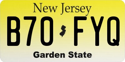 NJ license plate B70FYQ