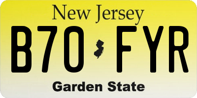 NJ license plate B70FYR