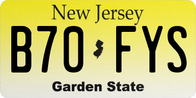 NJ license plate B70FYS