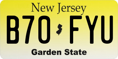 NJ license plate B70FYU