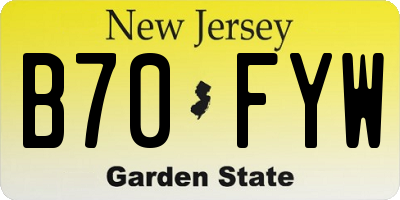NJ license plate B70FYW