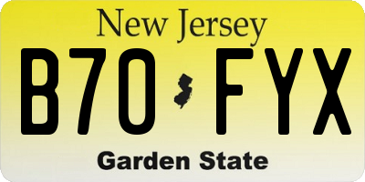 NJ license plate B70FYX