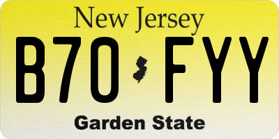 NJ license plate B70FYY