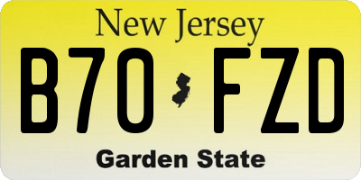 NJ license plate B70FZD