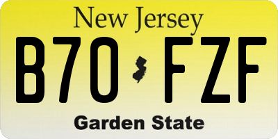 NJ license plate B70FZF