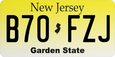 NJ license plate B70FZJ