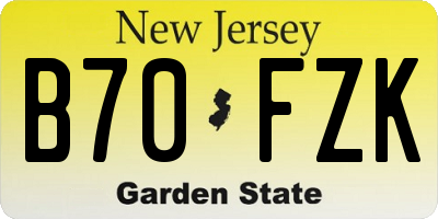 NJ license plate B70FZK