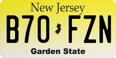 NJ license plate B70FZN