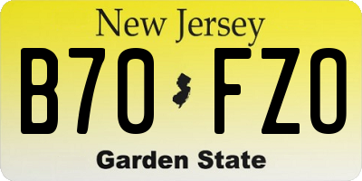 NJ license plate B70FZO