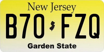 NJ license plate B70FZQ