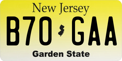 NJ license plate B70GAA