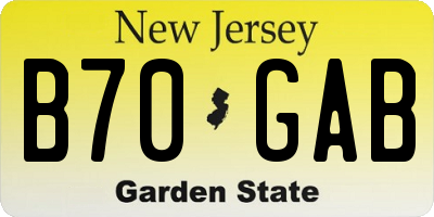 NJ license plate B70GAB
