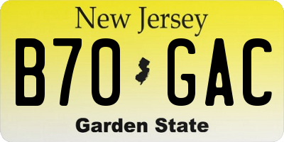 NJ license plate B70GAC