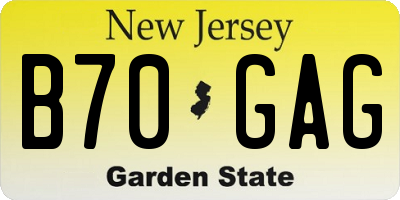 NJ license plate B70GAG
