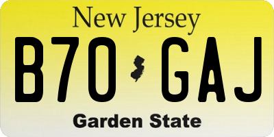 NJ license plate B70GAJ