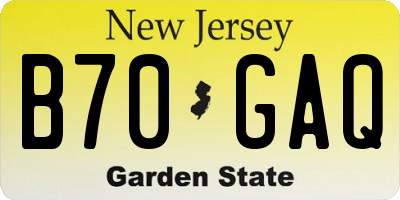 NJ license plate B70GAQ