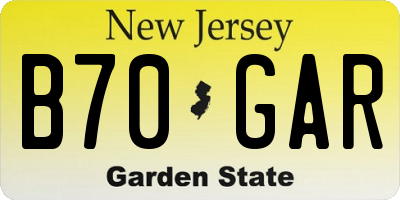 NJ license plate B70GAR