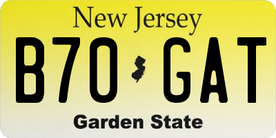 NJ license plate B70GAT