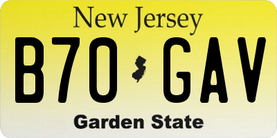 NJ license plate B70GAV