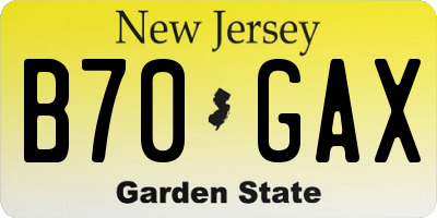 NJ license plate B70GAX