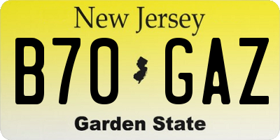 NJ license plate B70GAZ