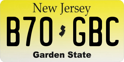 NJ license plate B70GBC
