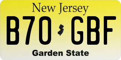 NJ license plate B70GBF