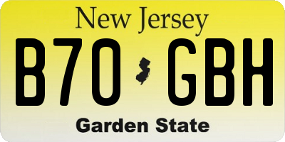 NJ license plate B70GBH