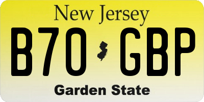 NJ license plate B70GBP