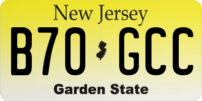 NJ license plate B70GCC