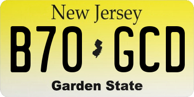 NJ license plate B70GCD