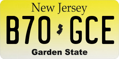 NJ license plate B70GCE