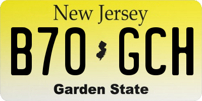 NJ license plate B70GCH