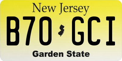 NJ license plate B70GCI