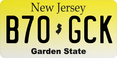 NJ license plate B70GCK