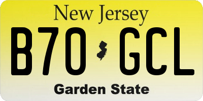 NJ license plate B70GCL