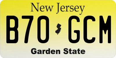 NJ license plate B70GCM