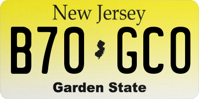 NJ license plate B70GCO