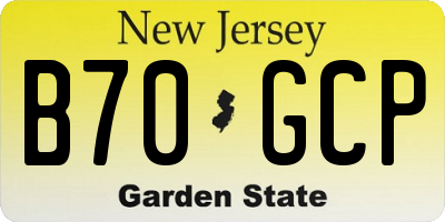 NJ license plate B70GCP
